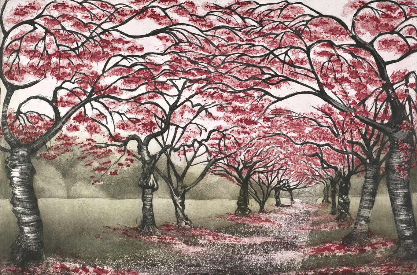 'Cherry Blossom Walk' by Morna Rhys